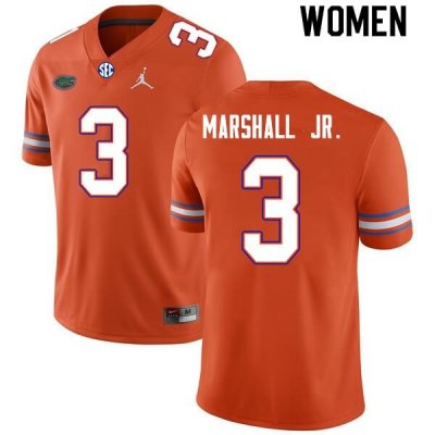 Women's Florida Gators #3 Jason Marshall Jr. NCAA Nike Orange Authentic Stitched College Football Jersey HON1362SM